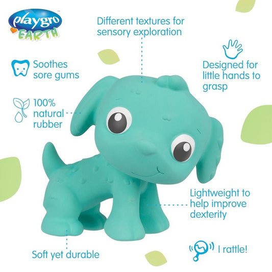 Playgro Eco Play Natural Rubber Pooky Puppy - Turquoise-Auzzi Store