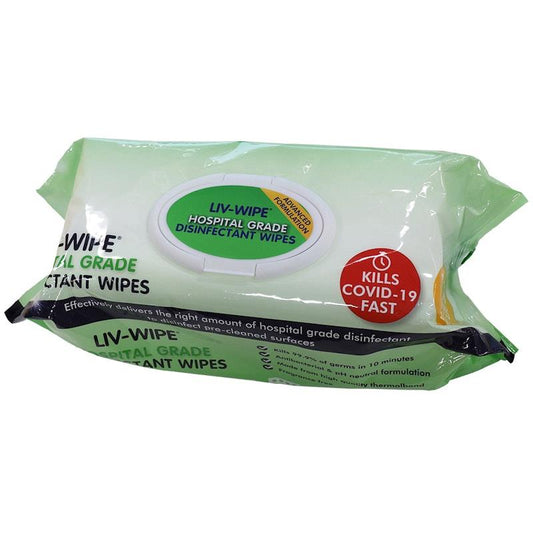 Liv-Wipe Hospital Grade Sanitiser Disinfectant Wipes - 22 x 28cm (200 Pack)