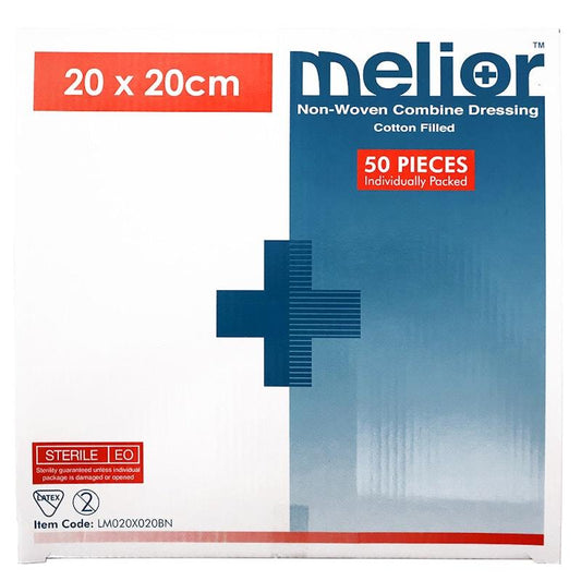Melior Combine Dressing Pads Sterile 20 x 20cm - 50 Pieces/Box