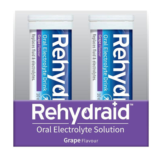 Rehydraid Electrolyte Effervescent Tablets - Grape (10x6 Tubes)