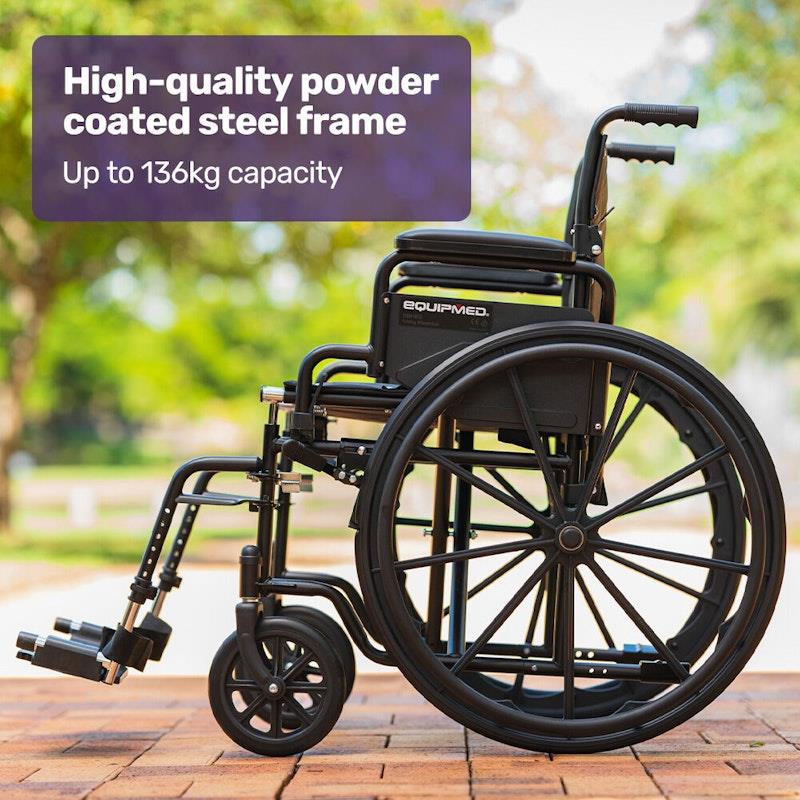 Equipmed 24 Inch Folding Wheelchair - X-Large & Comfortable