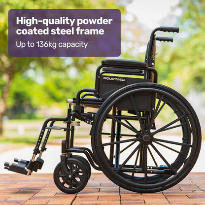 Equipmed 24 Inch Folding Wheelchair - X-Large & Comfortable