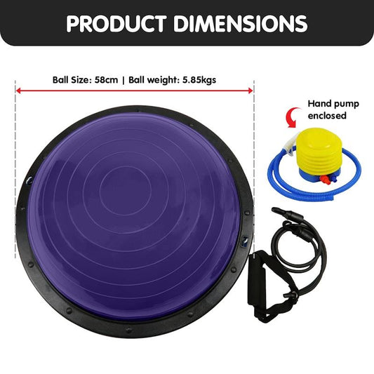 Powertrain Fitness Yoga Ball - 58cm Home Gym Balance Trainer Purple