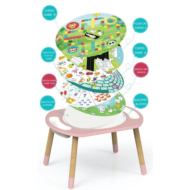 Riababy Play&Learn Activity Table Set - Adjustable Legs, Lego Duplo Compatible - Stormy Grey