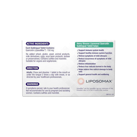 Henry Blooms Liposomal Quercetin Sublingual Tablets - 30 Count