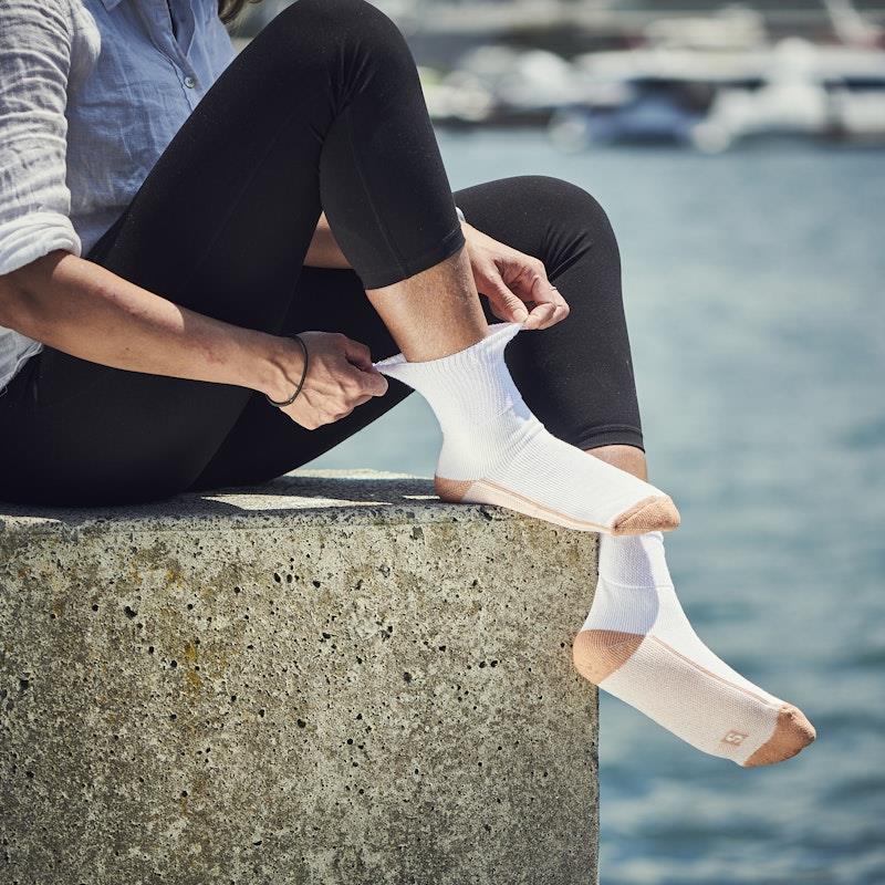 Glucology Copper-Based Loose Top Classic Socks - 2 Pairs White Extra Large