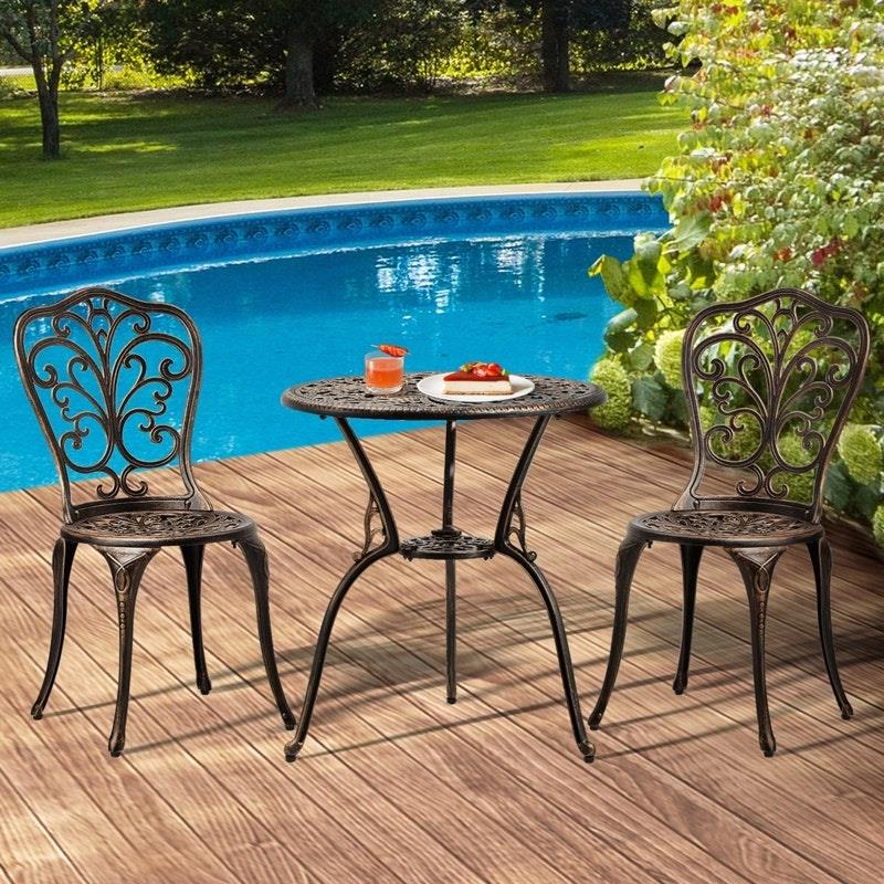 Livsip Bistro Furniture Setting - 3 Piece Indoor/Outdoor Set in Bronze