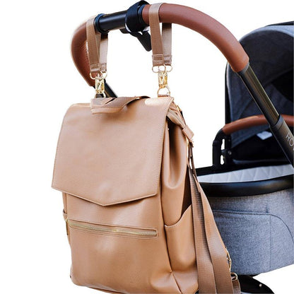 Hannah & Henry Classic Nappy Bag Backpack - Luxurious Tan Vegan Leather