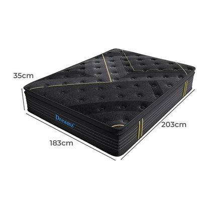 DreamZ Spring Mattress Bamboo Euro Top Bed Pocket HD Egg Foam King - Ultimate Sleep Comfort