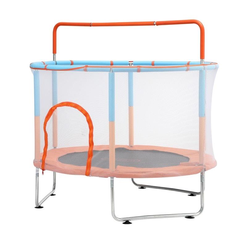 Mazam 60 Inch Kids Trampoline with Enclosure Safety Net and Horizontal Bar - Orange-Auzzi Store