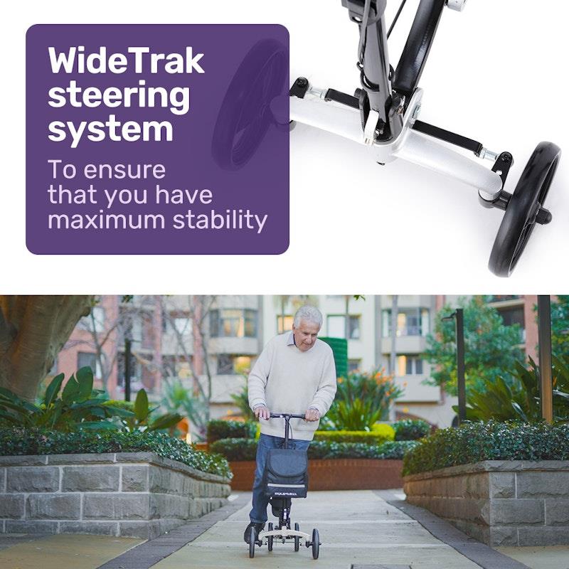 Equipmed Premium Knee Scooter Walker with Disc Brake & Suspension Bag - Silver