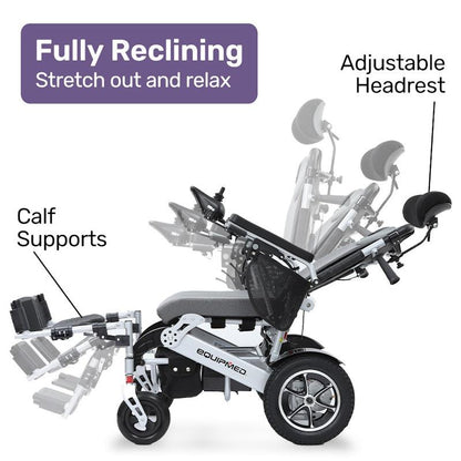 Equipmed Power Electric Wheelchair - Folding, Airline Approved, Recline Adjustment