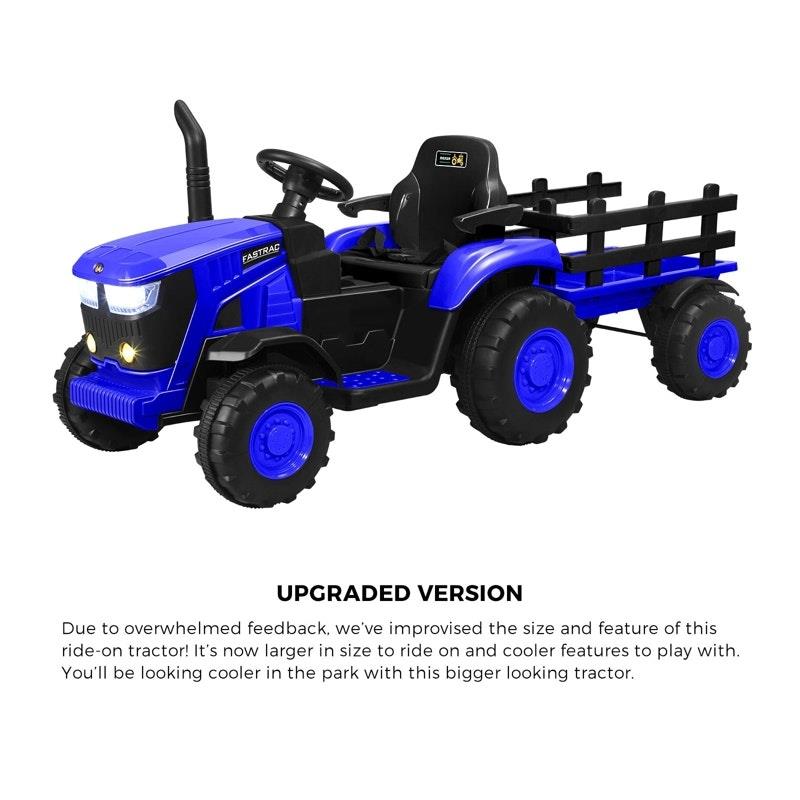 Mazam Kids Ride-On Car Tractor Trailer 12V Remote Control Electric Toy - XL Blue-Auzzi Store