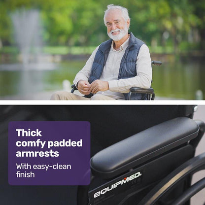 Equipmed 24 Inch Folding Wheelchair - X-Large & Comfortable