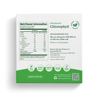 Nature's Sunshine Chlorophyll 30 Stick Packs, Extra Strength Spearmint