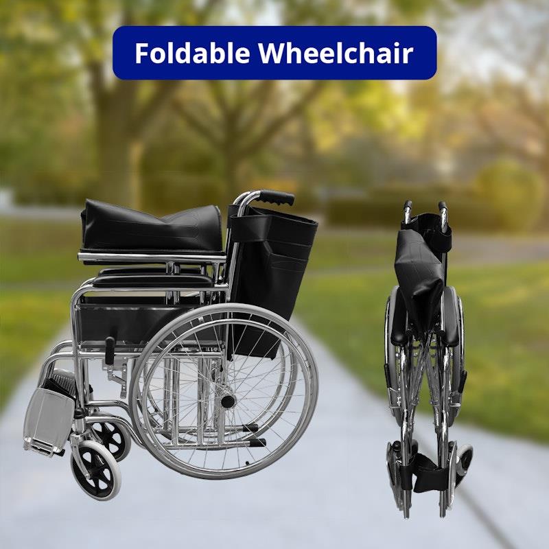 Heavy Duty Chrome Finish Wheelchair - 51cm Seat Width