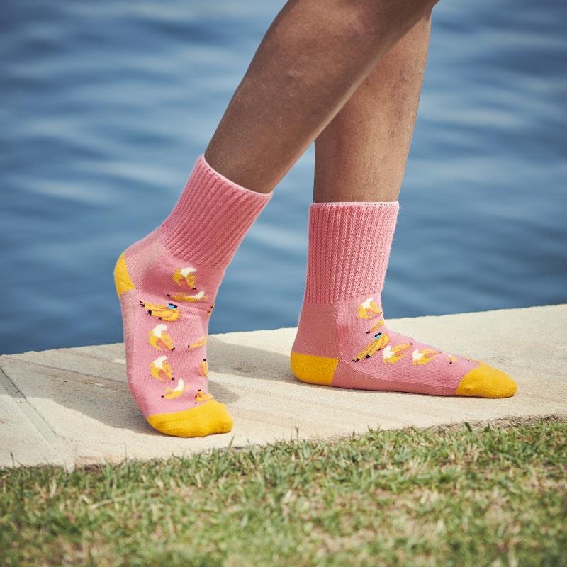 Glucology 6 Pack Fun Patterned Socks - Bananas, Avocado & Eggs (Small)