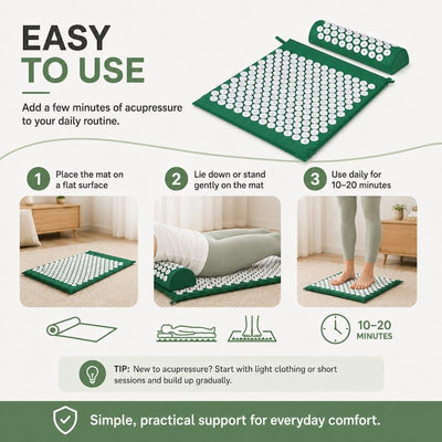 Fandcy Acupressure Mat and Pillow Set with Bag - 1 Pack for Natural Wellness