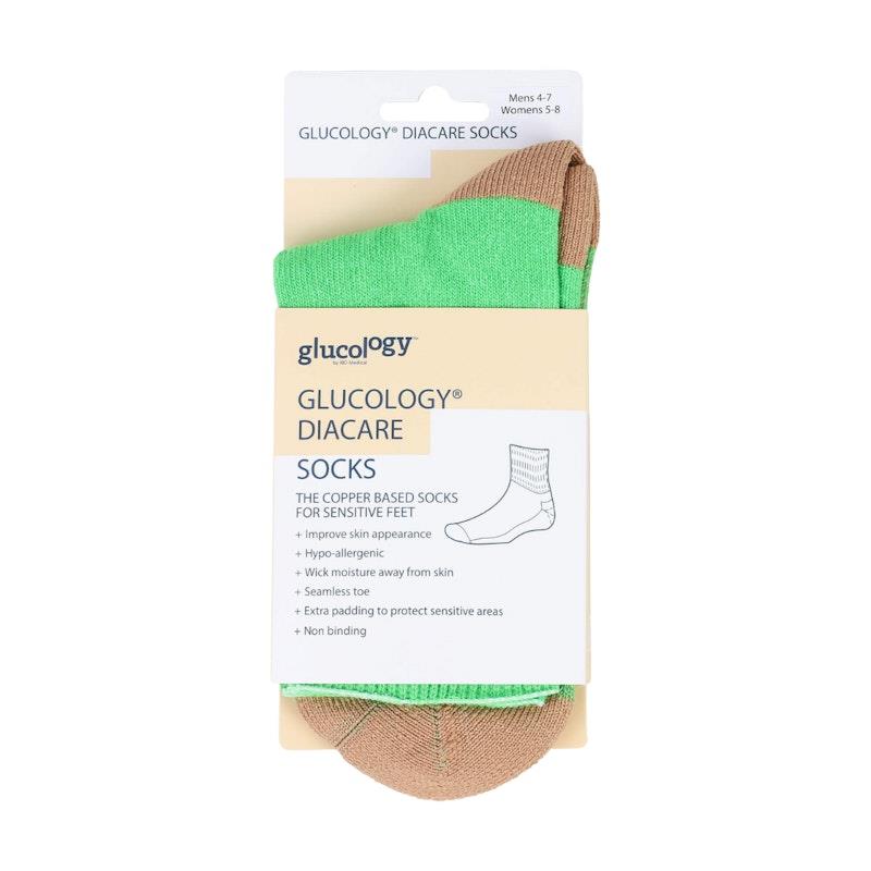 Glucology Copper Based Loose Top Classic Socks - 2 Pairs Green Large