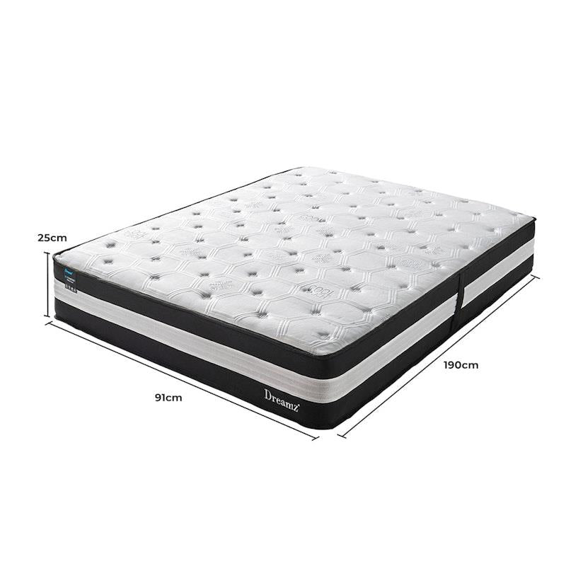 DreamZ Cooling Pocket Spring Mattress - Euro Top Foam 25cm Single