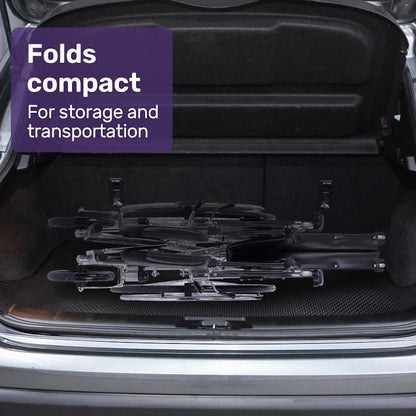 Equipmed SmartRide Deluxe Folding Manual Reclining Wheelchair - Black