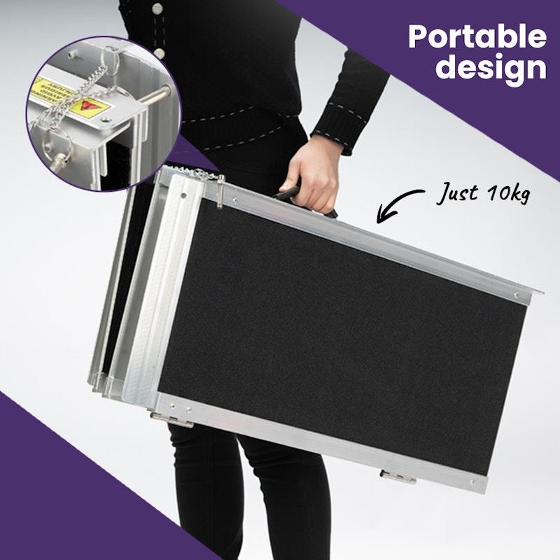 Equipmed 123cm Portable Folding Aluminium Access Ramp - Black