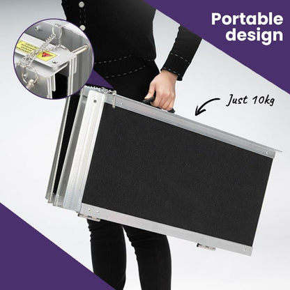 Equipmed 123cm Portable Folding Aluminium Access Ramp - Black