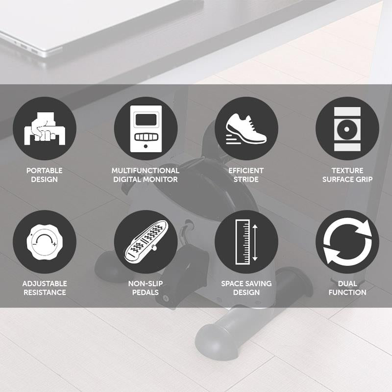 Powertrain Mini Exercise Bike Pedal Exerciser for Arms and Legs - White