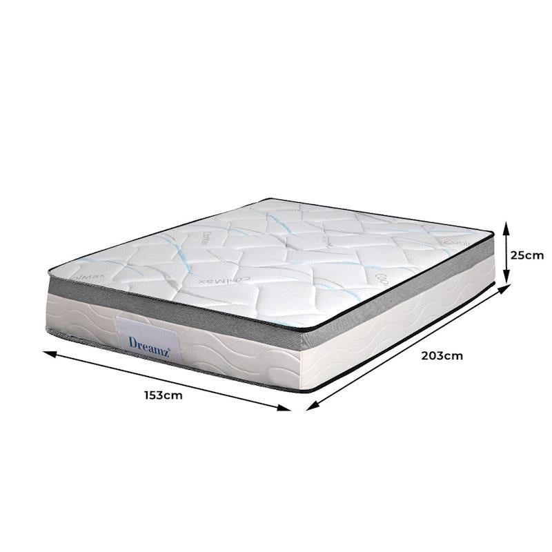 DreamZ Queen Spring Mattress - Pocket Tight Top Foam - Medium Firm 25CM