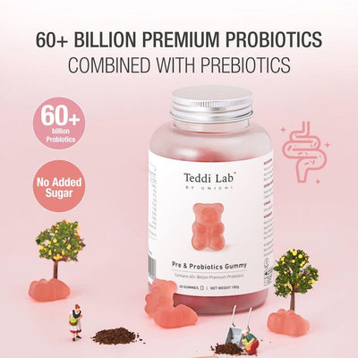 Unichi Prebiotics & Probiotics Gummies 60ct x3 – Gut Health Support