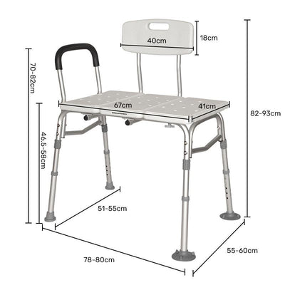 Equipmed Bath Transfer Bench Chair - 125kg Max Capacity (White)