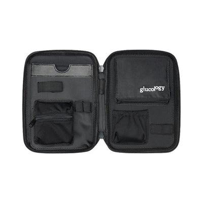 Glucology Travel Case Plus - Extra Storage for Blood Glucose Monitors (Black)