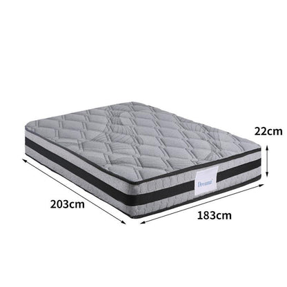 DreamZ King Spring Mattress - Pocket Egg Crate Foam - Medium Firm 22CM