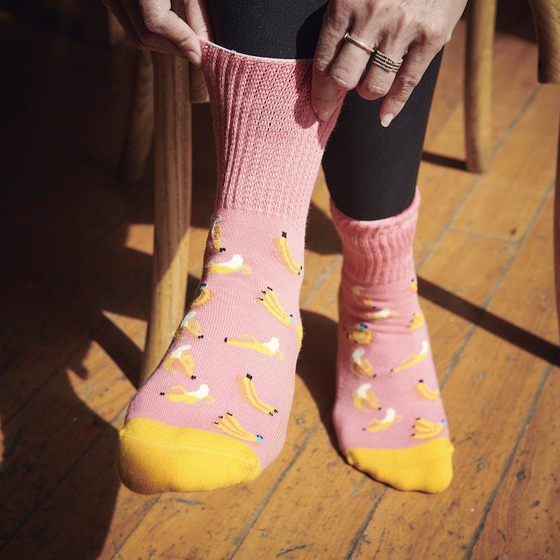Glucology 6 Pack Fun Patterned Socks - Bananas, Avocado & Eggs (Large)