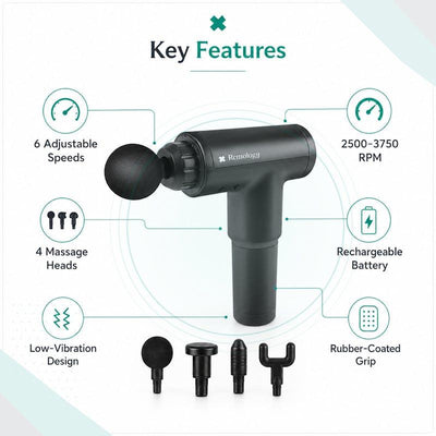 Remology Impact Therapy Percussive Massager - 4 Heads Included