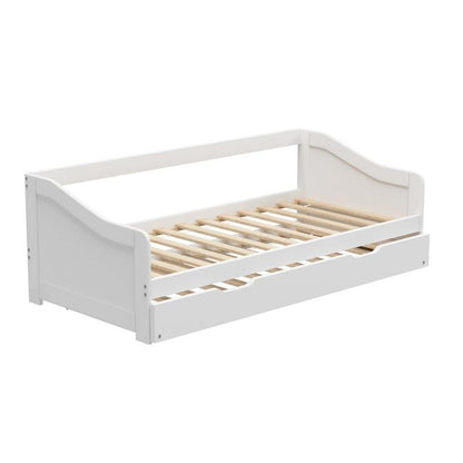 Oikiture Trundle Bed Frame - Daybed Single Size Base Timber Wooden Beds x2 - White