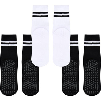 High Heel Jungle Varsity Premium Combed Cotton Full Grip Pilates/Yoga Socks - Black & White Bundle-Auzzi Store