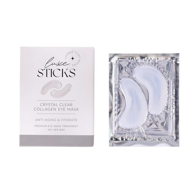 LuxeSticks Crystal Clear Collagen Eye Mask - 5PC Pack for Anti-Aging & Hydration