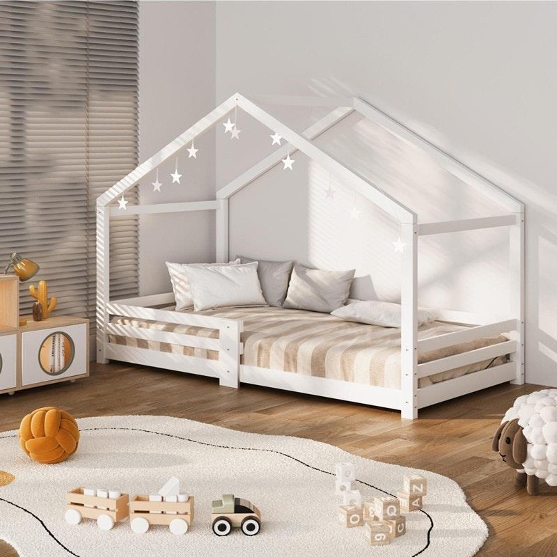 Oikiture Kids Single Wooden Bed Frame - Timber Platform for Creative Sleep