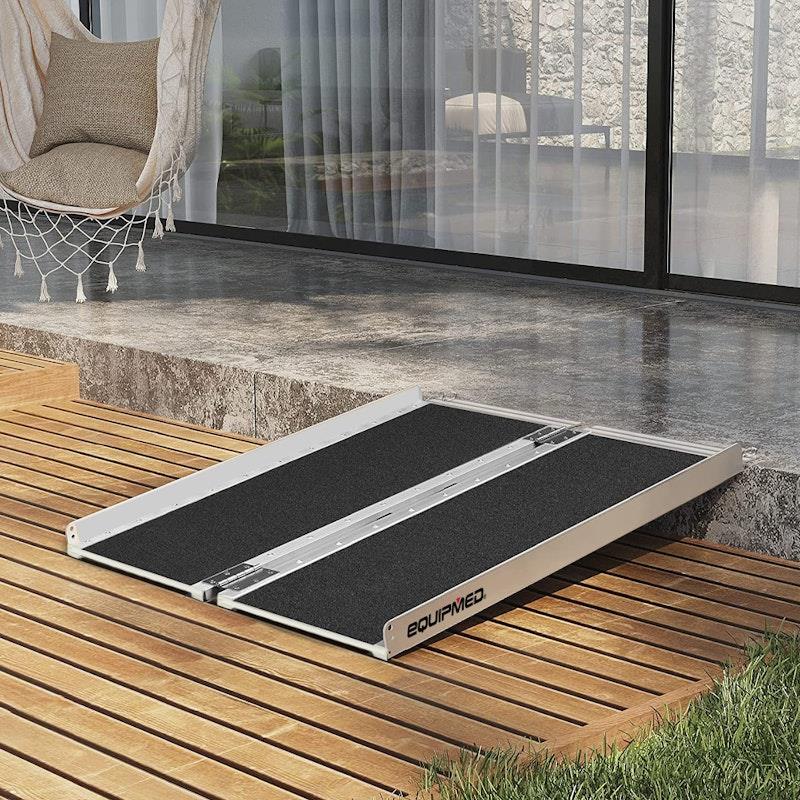 Equipmed 91cm Portable Folding Aluminium Access Ramp - Black