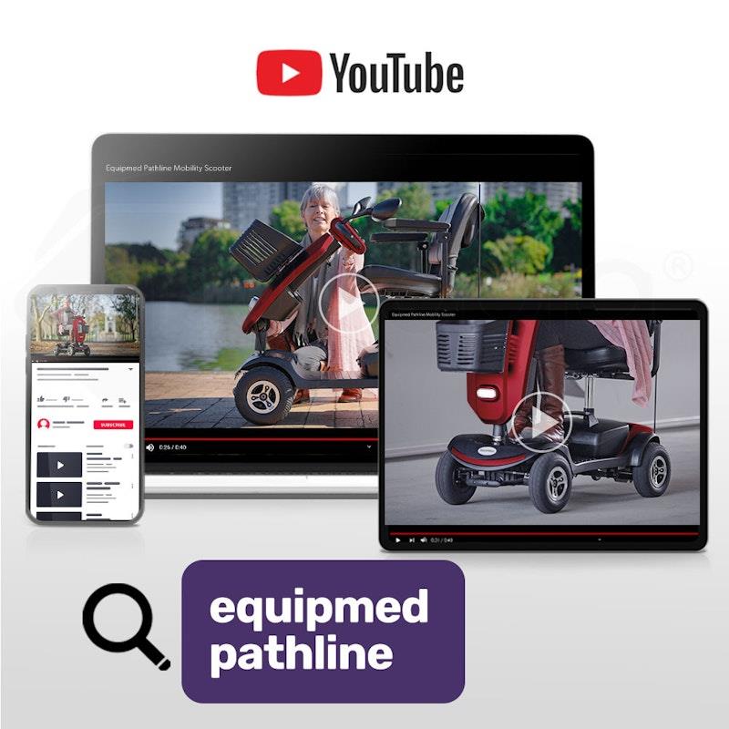 Equipmed Pathline Mid-Sized Electric Mobility Scooter for Elderly - Red