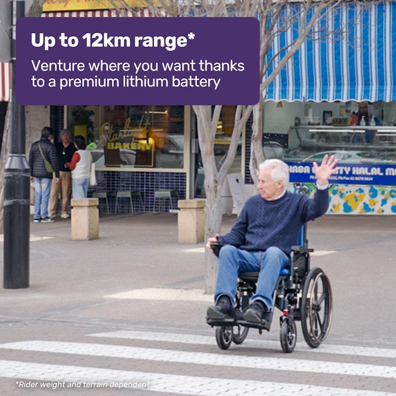 Equipmed PowerCruise DualSmart Electric Wheelchair - Black & Blue