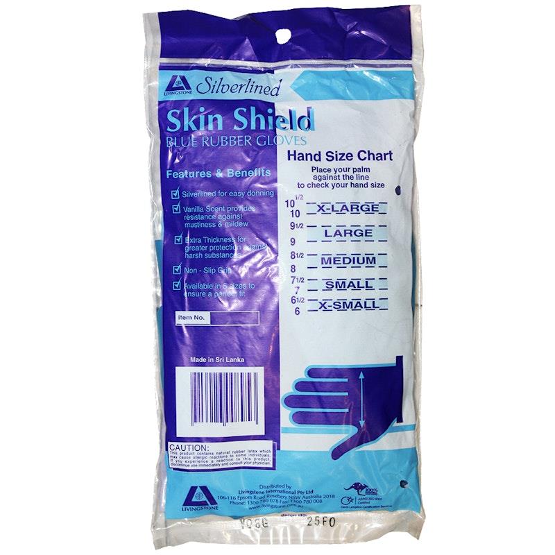 Skin Shield Silver Lined Natural Rubber Gloves - Vanilla Scented, Size 10-10.5