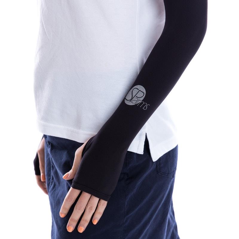 SParms UPF50+ Sun Protection Arm Sleeves with Thumbhole (Black) - Small