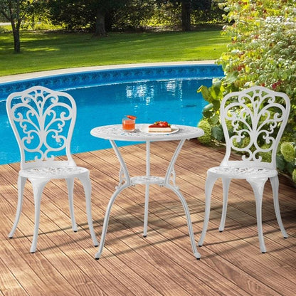 Livsip 3-Piece Outdoor Bistro Set - Elegant White Patio Dining Chairs & Table