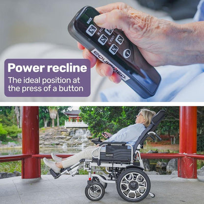 Equipmed Power Electric Wheelchair - Longrange Auto Recline (Grey & Black)