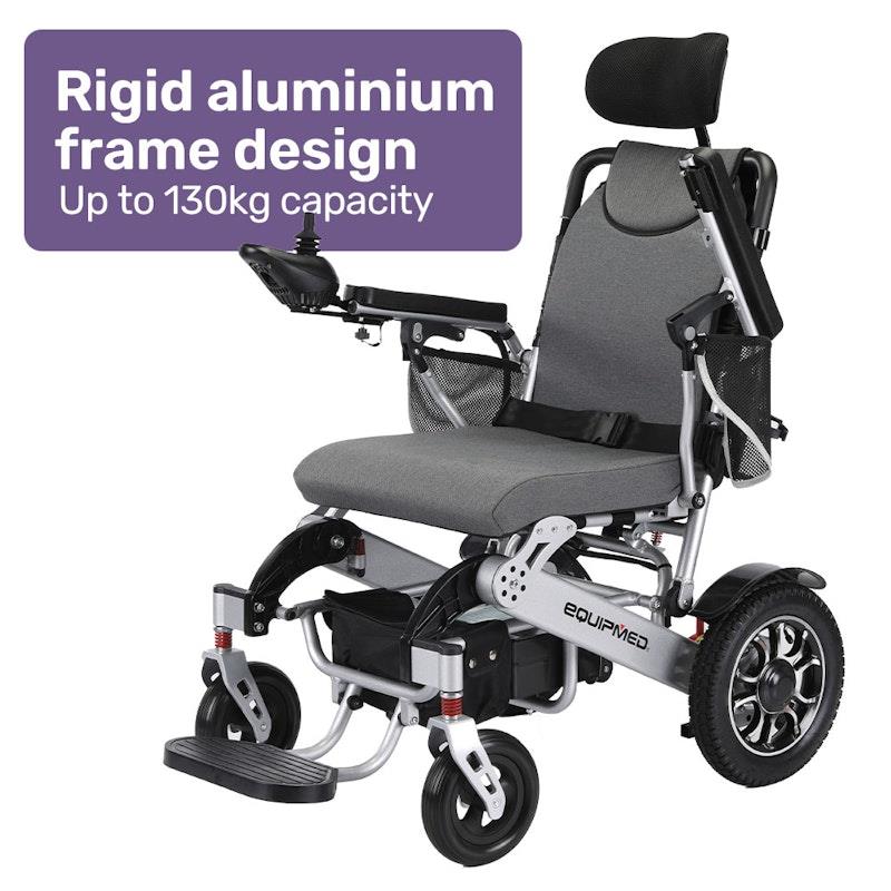 Equipmed Power Electric Wheelchair Long Range Black & Silver - Ultimate Mobility Solution