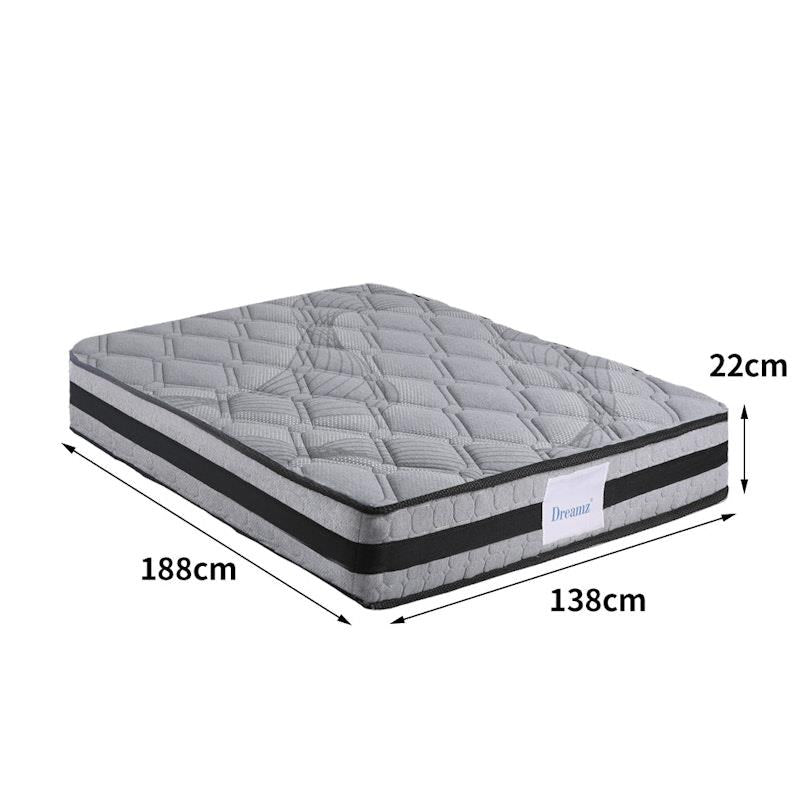 DreamZ Double Spring Mattress - 22CM Medium Firm Egg Crate Foam