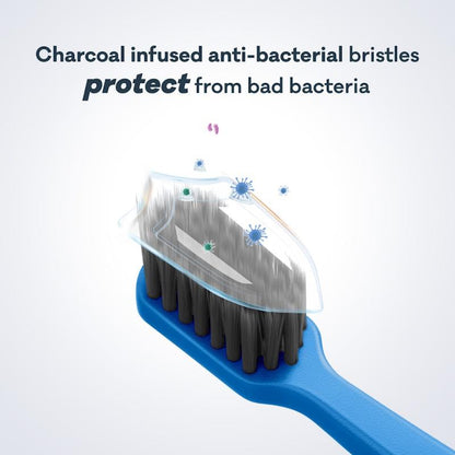 Grin 100% Recycled Charcoal-Infused Toothbrush - 4 Pack Purple (Medium)