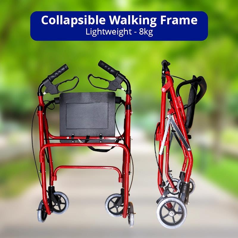 Livingstone Adjustable Aluminium Rollator with Handbrake & Basket (79-90cm)